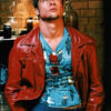 Brad Pitt Leather Red Jacket