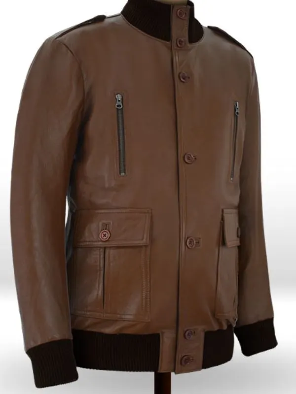 Cristiano Ronaldo Brown Leather Jacket