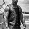 Dwayne Johnson Black Leather Vest