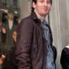 Lionel Messi Brown Leather Bomber Jacket