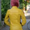 Uma Thurman Yellow Leather Jacket