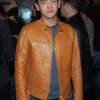 Actor John Cho Brown Leather Jacket