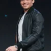 Actor Richard Madden Black Leather Bomber Jacket