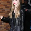 Amanda Seyfried Biker Black Leather Jacket