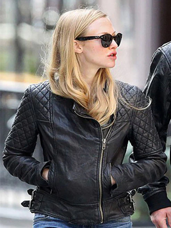 Amanda Seyfried Black Biker Jacket
