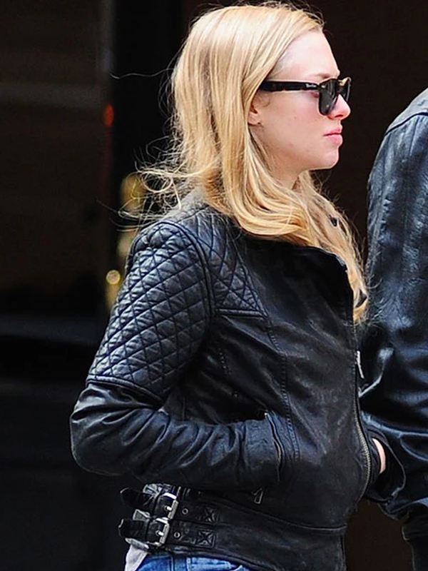Amanda Seyfried Black Leather Jacket