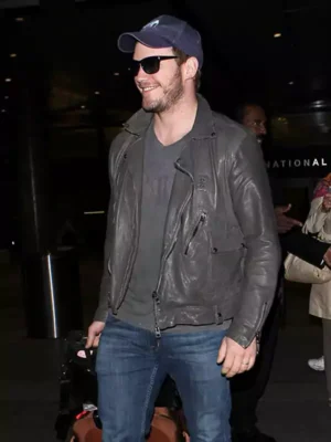 American Actor Chris Pratt Black Biker Jacket