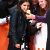 Anna Kendrick Black Biker Leather Jacket