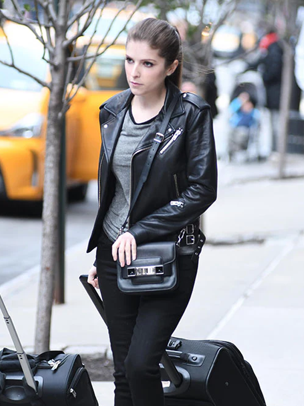 Anna Kendrick Black Biker Jacket