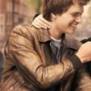 Ansel Elgort Distressed Brown Leather Jacket