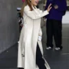 Ariana Grande White Leather Long Coat