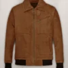Armie Hammer Brown Suede Leather Bomber Jacket