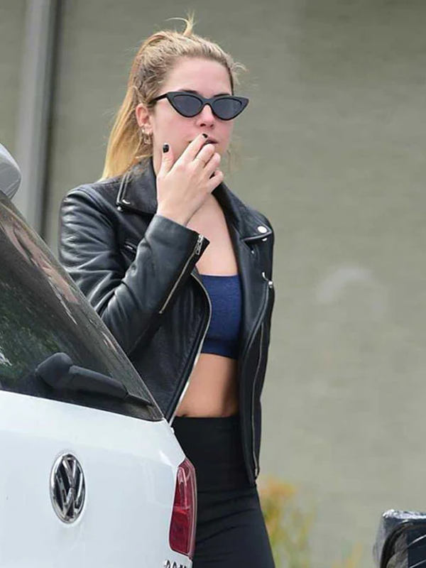 Ashley Benson Black Leather Biker Jacket