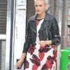 Ashley Roberts Black Leather Biker Cropped Jacket