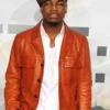 Battle Los Angeles Ne-Yo Orange Leather Trucker Jacket