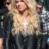 Britney Spears Black Leather Jacket