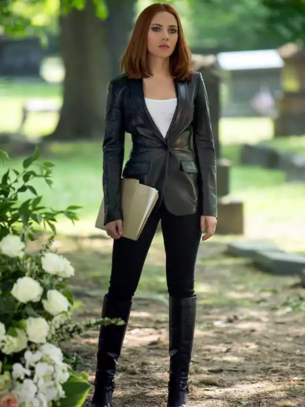 Captain America The Winter Soldier Natasha Romanoff Black Coat