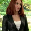 Captain America The Winter Soldier Natasha Romanoff Black Leather Blazer Coat