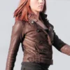 Captain America The Winter Soldier Natasha Romanoff Brown Leather Jakcet