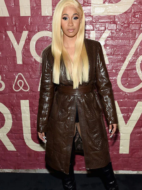 Cardi B Brown Trench Coat