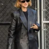 Carey Mulligan British actress Leather Coat