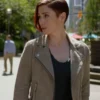 Chyler Leigh Brown Biker Jacket