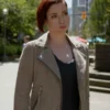 Chyler Leigh Brown Biker Jacket