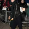 Claire Foy Black Leather Biker Jacket