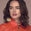 Daisy Ridley Orange Leather Jacket