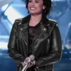Demi Lovato Black Leather Biker Jacket