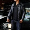 Dwayne Johnson Black Leather Jacket