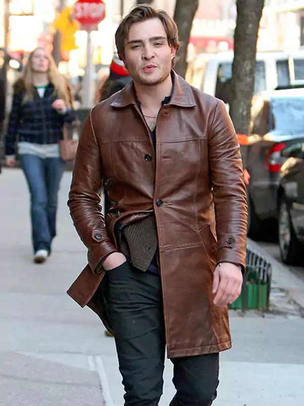 Ed Westwick Brown Coat