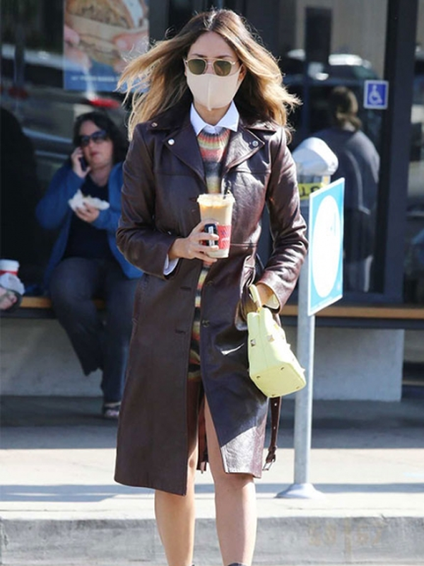 Eiza Gonzalez Maroon Leather Trench Coat