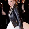 Elisabeth Moss Black Leather Jacket Biker