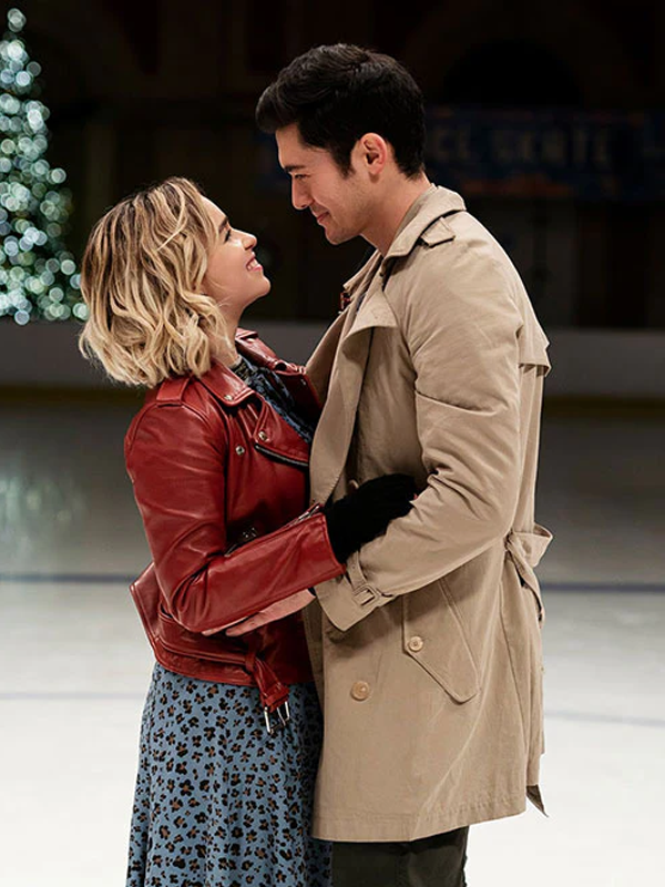 Emilia Clarke Red Biker Jacket