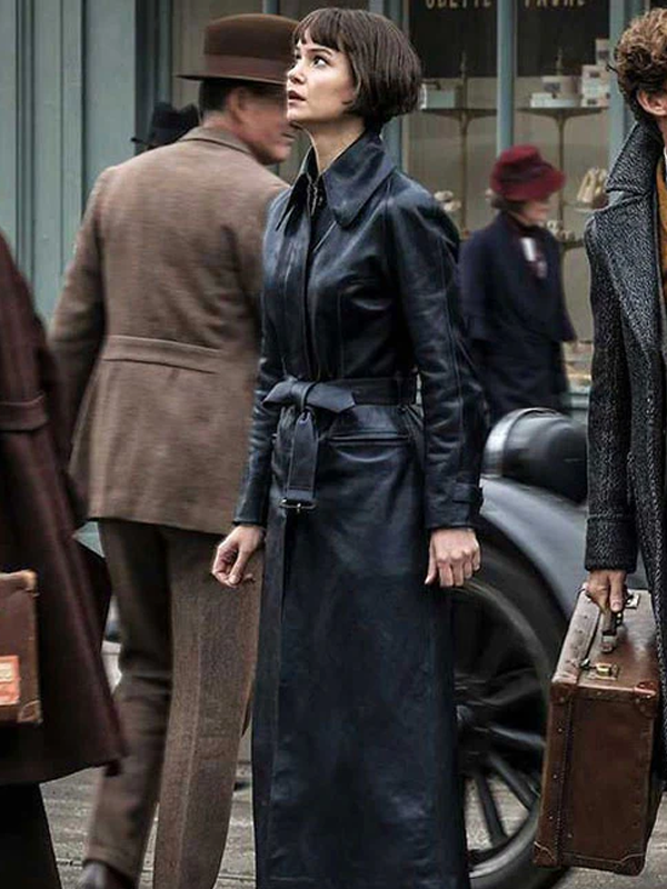 Fantastic Beasts Porpentina Goldstein Black Leather Long Coat