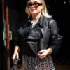 Florence Pugh Black Leather Biker Jacket