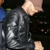 Footballer David Beckham Black Leather Jacket