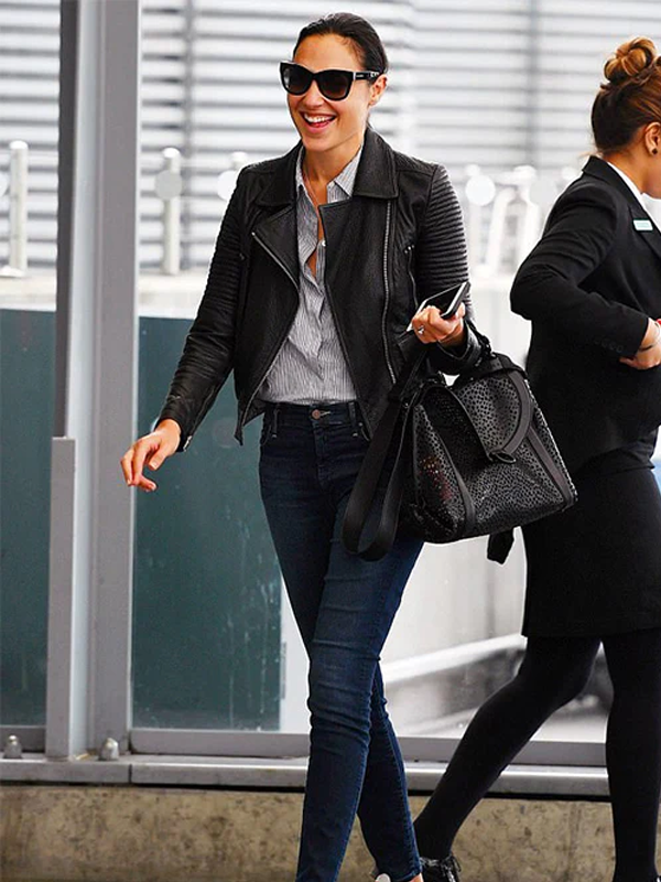 Gal Gadot Black Leather Jacket