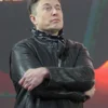 Giga Berlin event Elon Musk Leather Black Jacket