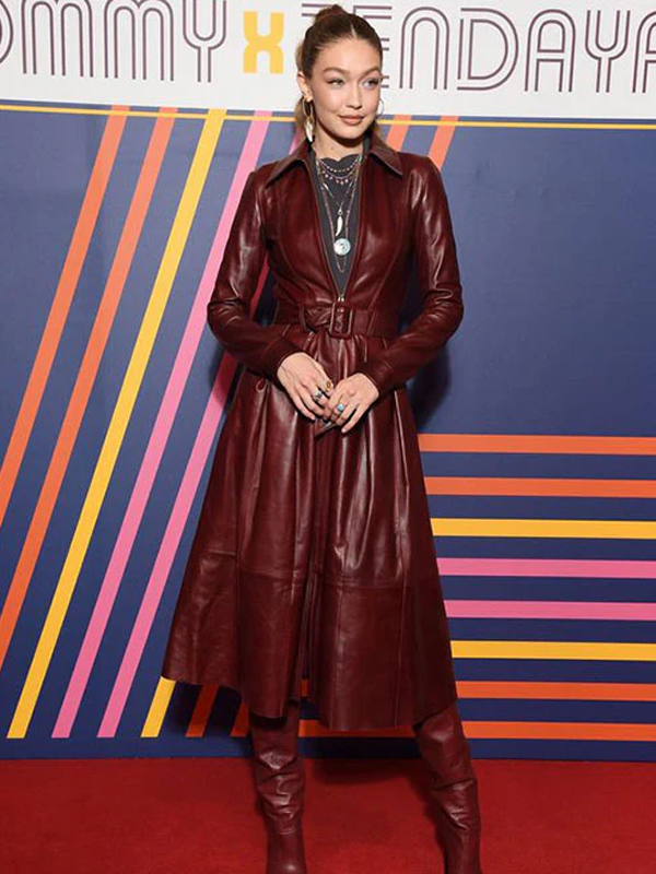 Gigi Hadid Maroon Coat