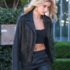 Hailey Bieber Black Biker Jacket