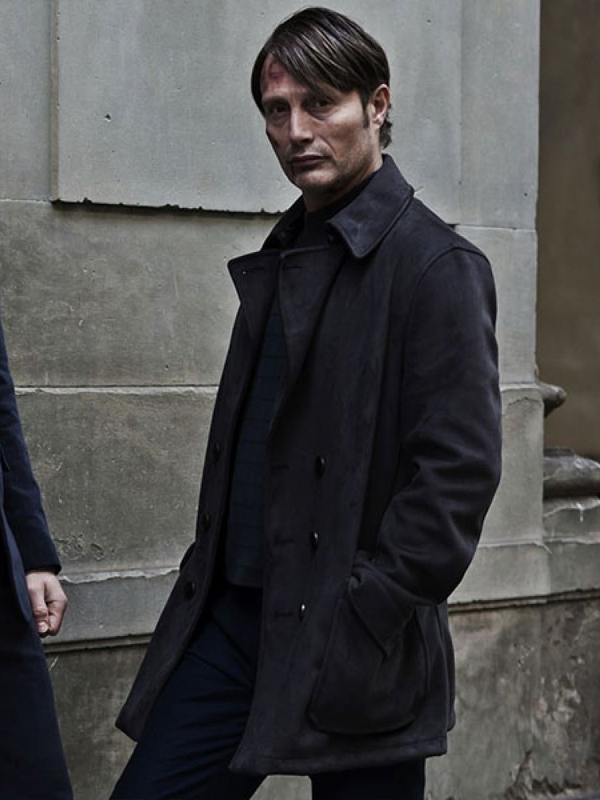 Hannibal Mads Mikkelsen Black PeaCoat
