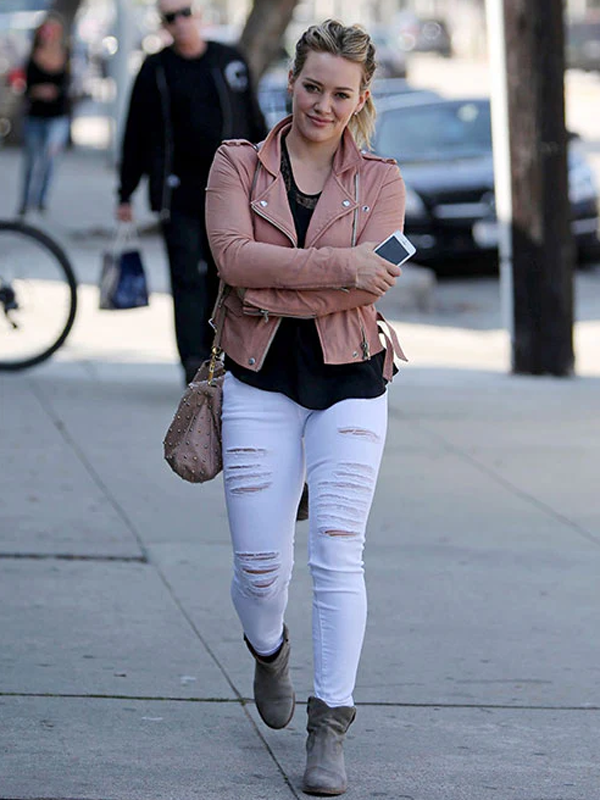 Hilary Duff Pink Biker Jacket