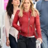 Hilary Duff Red Leather Biker Jacket