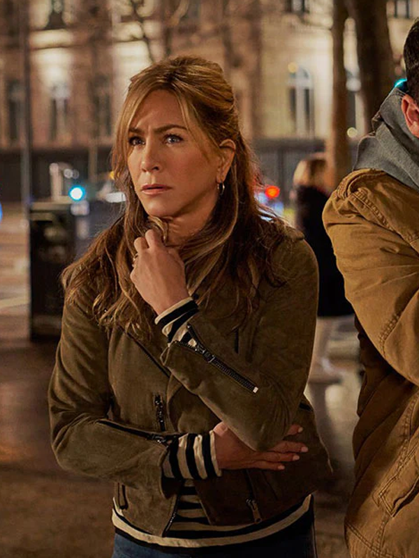 Jennifer Aniston Green Biker Jacket