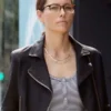 Jessica Biel Black Leather Biker Jacket