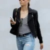 Jessica Biel Black Leather Jacket