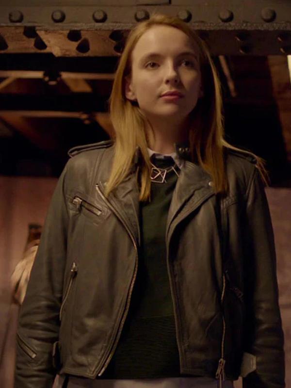 Jodie Comer Gray Biker Jacket
