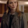 Jodie Comer Gray Leather Biker Jacket